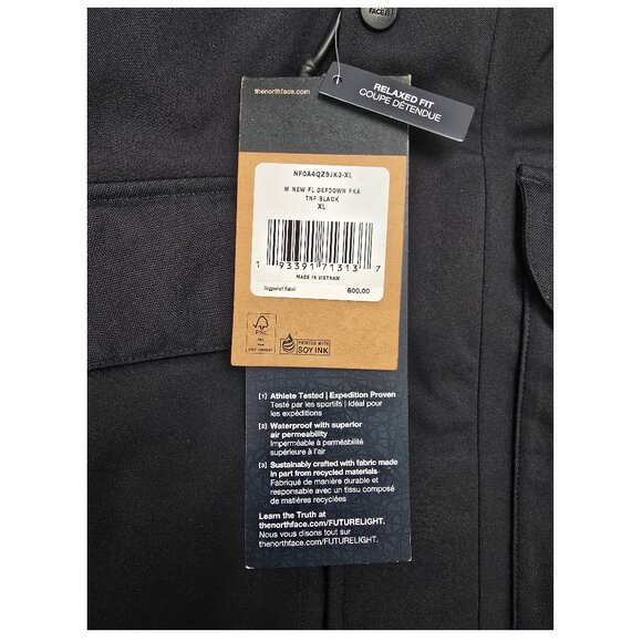The North Face Mens New Defdown FUTURELIGHT 550-Down Waterproof BLACK Parka, NEW - Picture 16 of 16